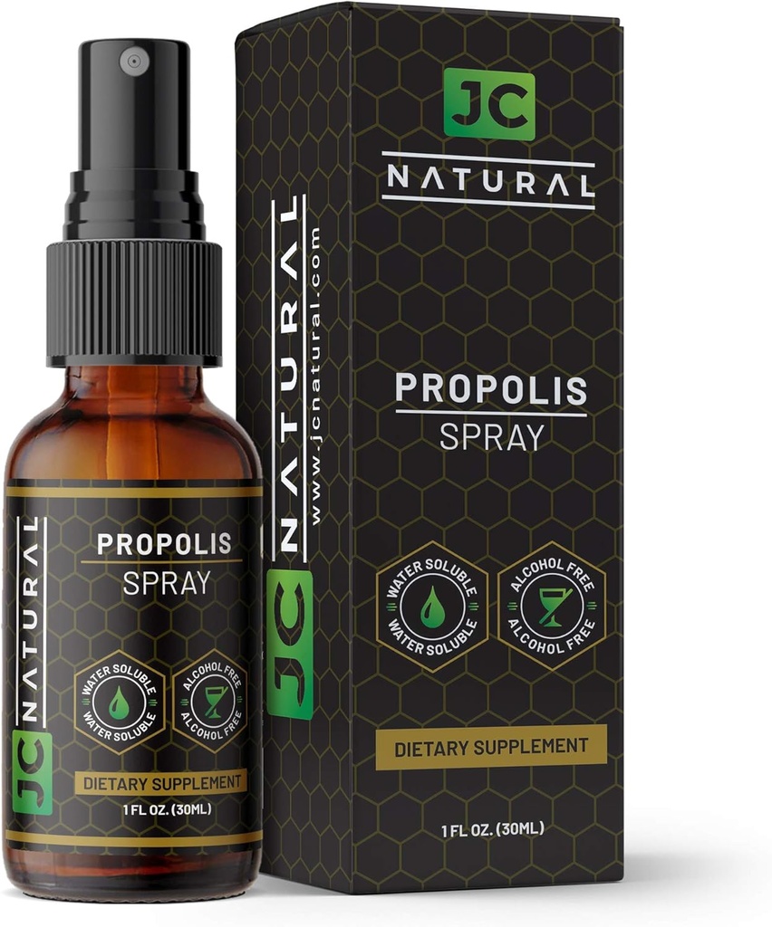 Propolis Throat Spray - Water Soluble, Alcohol Free. Natural Immune Support. Fights Harmful Organisms, Powerful Antioxidant- 1 fl oz (30ml) by JC Natural x CGM Labs