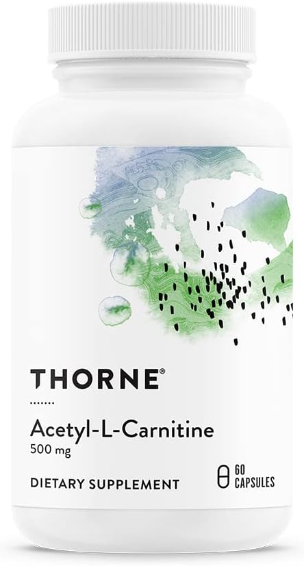 THORNE - acétyl-L-Carnitine - 500 mg - soutient la fonction cérébrale et les sensations nerveuses saines dans les mains et les pieds* - Gluten, lait et sans soja - 60 capsules