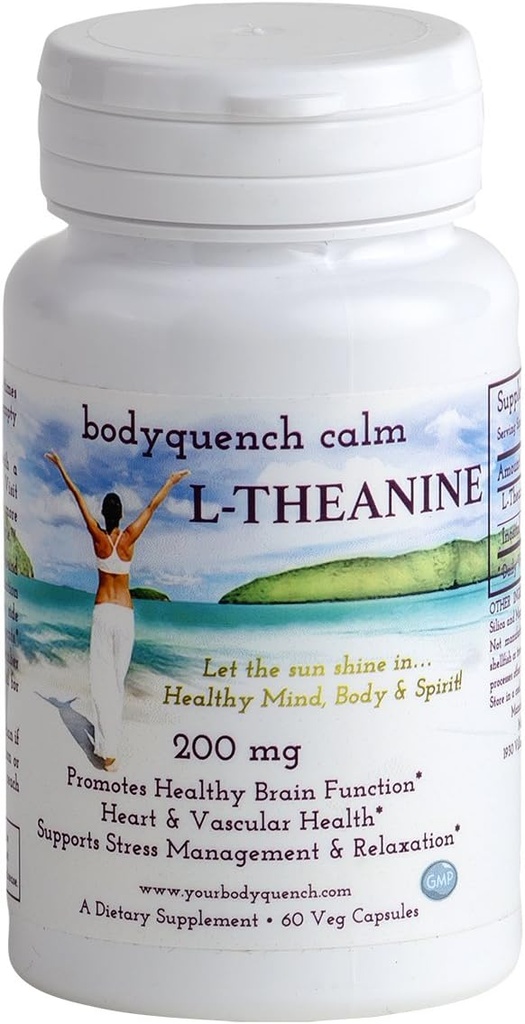 L-Theanine - Haute puissance 200 mg par portion + 100 mg Inositol favorise la gestion du stress et la relaxation, la santé du coeur et du cerveau, 60 gélules de veg