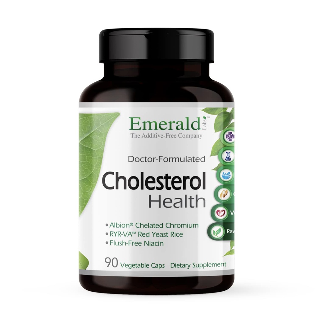 Emerald Labs Cholestérol Health - avec CoQ10, Niacine sans flush, RYR-VA et l'ail pour le soutien cardiaque et circulatoire - 90 capsules végétales