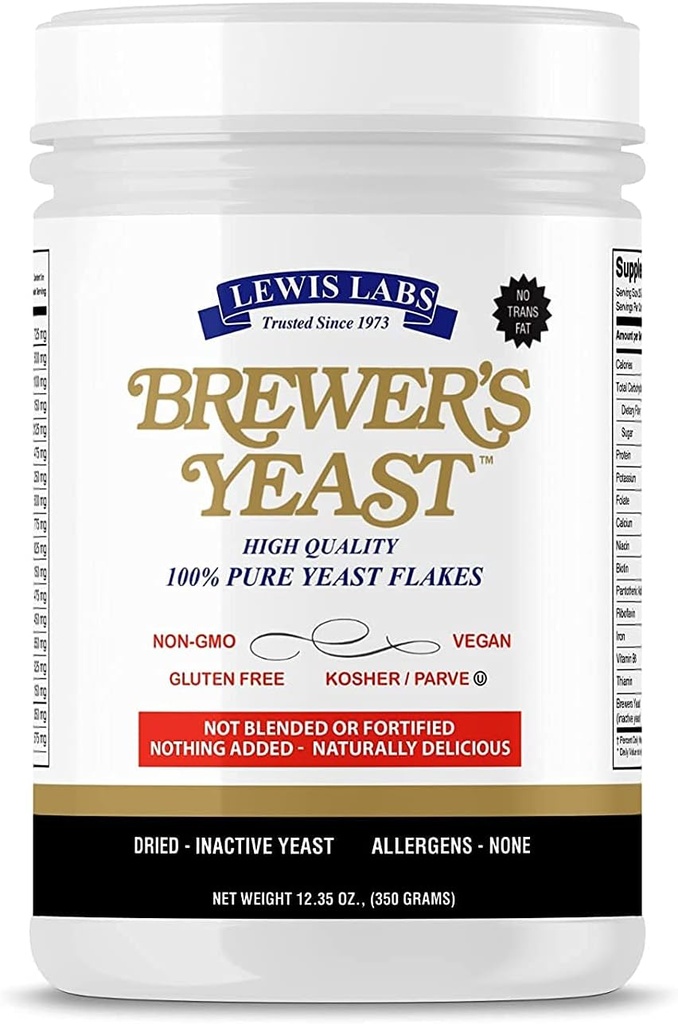 Brewers Flakes de levure pour les cookies d'allaitement, supplément d'allaitement pour stimuler le lait maternel (1 paquet) - Non fortifié, non sucré - sans casher, sans gluten, non OGM, végétalien, poudre végétale de protéines
