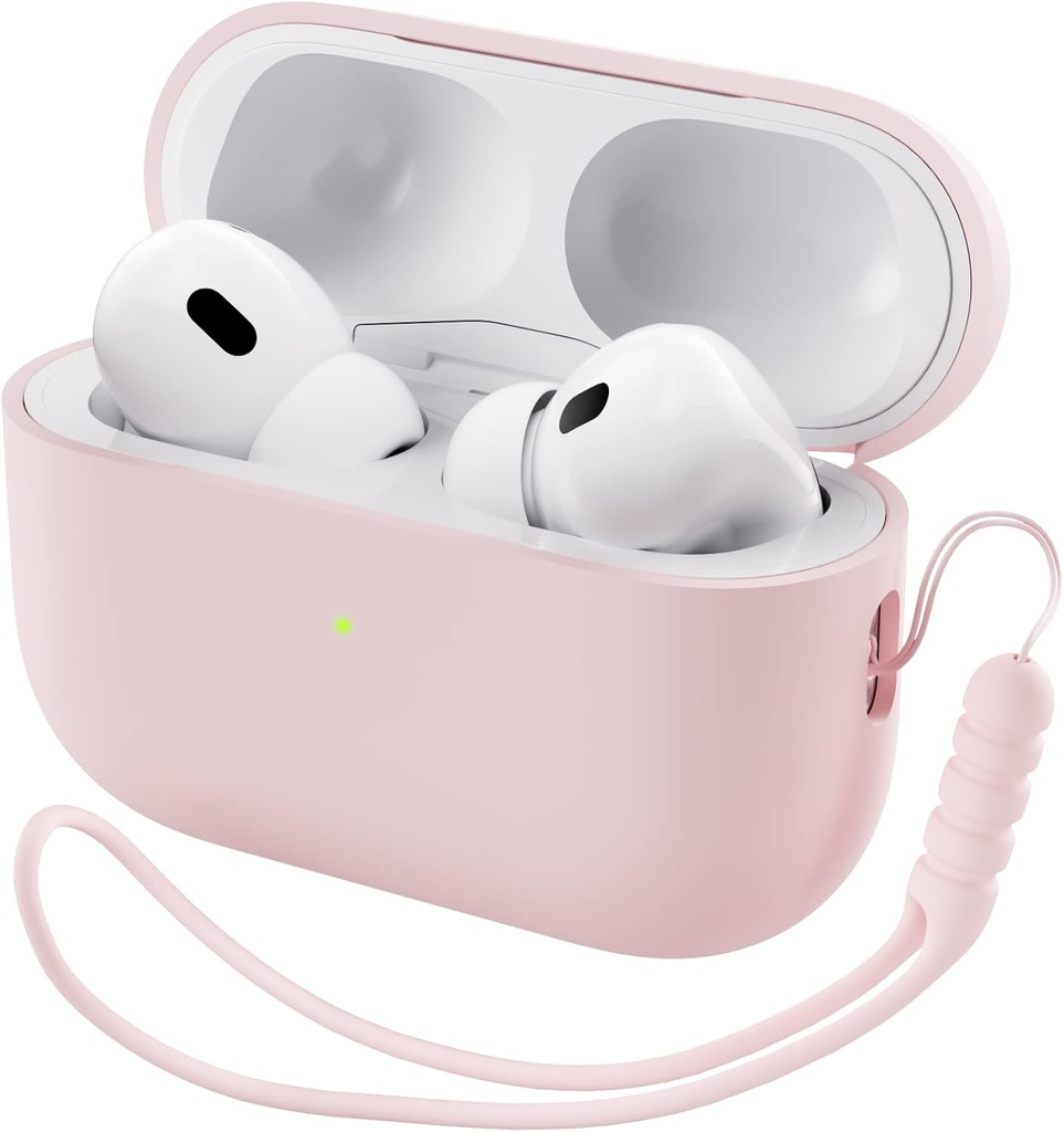 ORNARTO Compatible with AirPods Pro 2 Case 2022, Full Protective Hybrid Silicone for AirPods Pro 2nd Generation Case, Front LED Visible Skin Cover-Pink