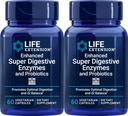 Extension de vie Super enzymes digestives améliorées et probiotiques, 60 capsules végétariennes (paquet de 2)