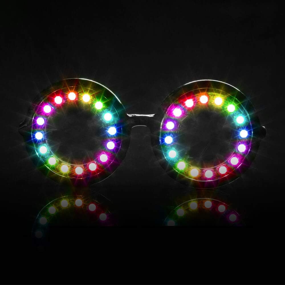 Lunettes LED programmables GloFX - 350 Modes de couleur complète - Lunettes de lumière rechargeables USB pour Edm Music Festival Rave Party Dance Performance Cosplay Costume