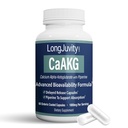 LongJuvity Calcium Alpha-Ketoglutarate Time Release AKG Supplément (1 000 mg par portion) - Gut Heath, Bone Health, Anti Vieillissement et Longévité - Testé en laboratoire indépendant (60 gélules enrobées entériques)