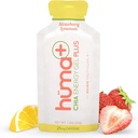 Huma Plus (Double Electrolytes) - Chia Energy Gel, Strawberry Lemonade, 24 Gels, 25mg Caffeine - Stomach Friendly, Real Food Energy Gels