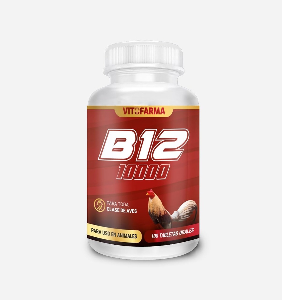 B-12 10000 for Roosters, Chickens, Poultry Vitamins Natural Product - 100 tabletas Health Support for Roosters