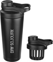DIW 24 oz Shaker Bottle,Stainless Steel Shaker Bottle with Noise-Free Design,Insulated Metal Shaker Cup for Protein Mixes and Pre Workout,Gym Bottle Shaker(Black)