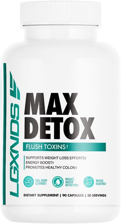 Max Detox – Nettoyez le corps entier, réduisez la rétention d'eau, réduisez le supplément alimentaire de Bloating - 60 capsules, 30 portions