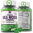 (2 Pack) Gommies de mousse de mer - Gommies de mousse de mer irlandaise pour adultes et enfants - Supplément Superfood avancé Seamoss avec extrait de racine biologique Bladderwrack & Burdock,ACV pour Immune quotidienne, Gut Cleanse, Vegan