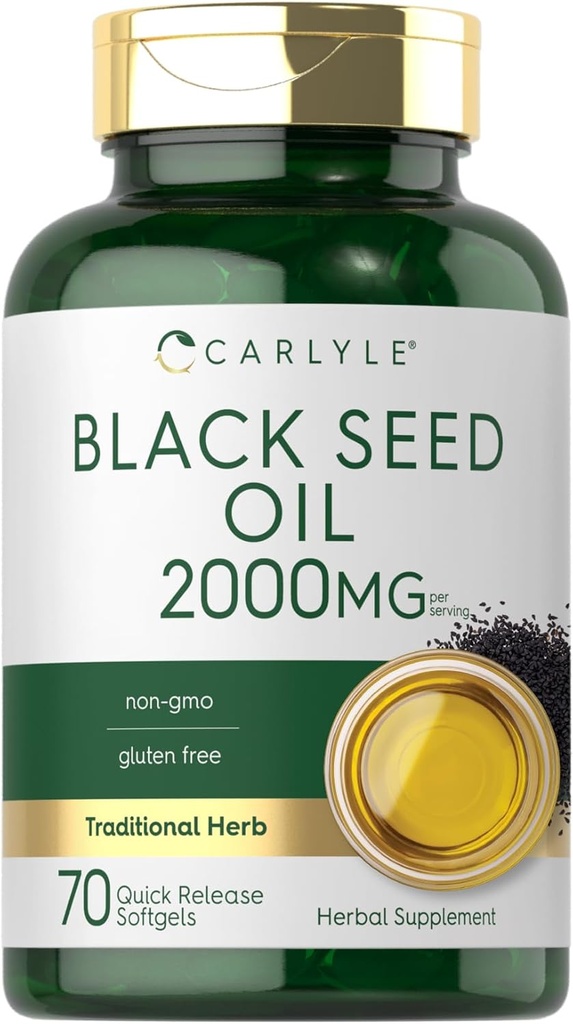 Carlyle Black Seed Oil Softgel Capsules | 2000mg | 70 Pills | for Women & Men | Non-GMO, Gluten Free Herbal Supplement
