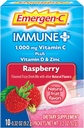 Emergen-C Immune+ Vitamine C 1000mg poudre, plus vitamine D et zinc (flaveur de framboises), crème de soutien supplément alimentaire Fizzy Drink Mix, antioxydants et électrolytes, 0,32 Ounce (paquet de 10)