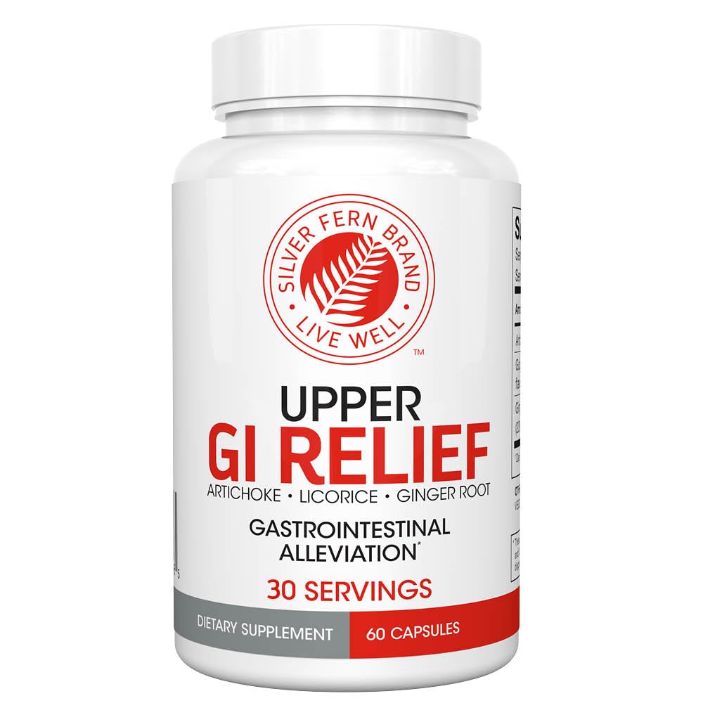 Silver Fern GI Relief - Supplément naturel à base de plantes - Tout naturel avec extrait de feuille d'artichaut, extrait de racine de gingembre et flavonoïdes de réglisse GutGuard (1 bouteille - 60 capsules - 30 jours d'approvisionnement)