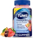 TUMS Gummy Bites Dietary Supplément pour le soulagement occasionnel des brûlures d'estomac, l'estomac relevé et l'indigestion acide, les arômes de fruits assortis - 50 Compte