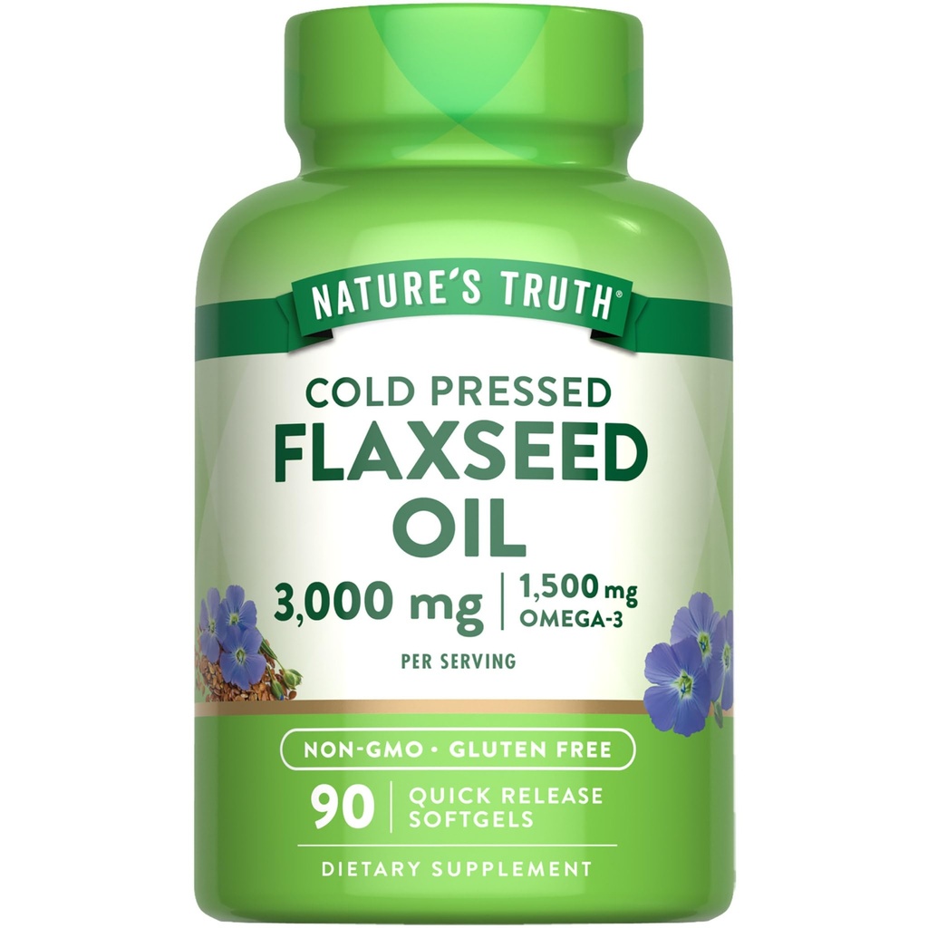 Nature's Truth Flaxseed Oil Softgels (90 numéros) Supplément sans gluten et sans OGM pressé à froid