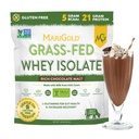 Poudre Isolée aux protéines de lactosérum d'or d'herbe de MariGold - Riche arôme de malt de chocolat - 1 Lb=100 % pur, traité à froid, micro-filtré, non dénaturé, sans OGM, sans rBGH, sans soja, sans gluten, sans lactose