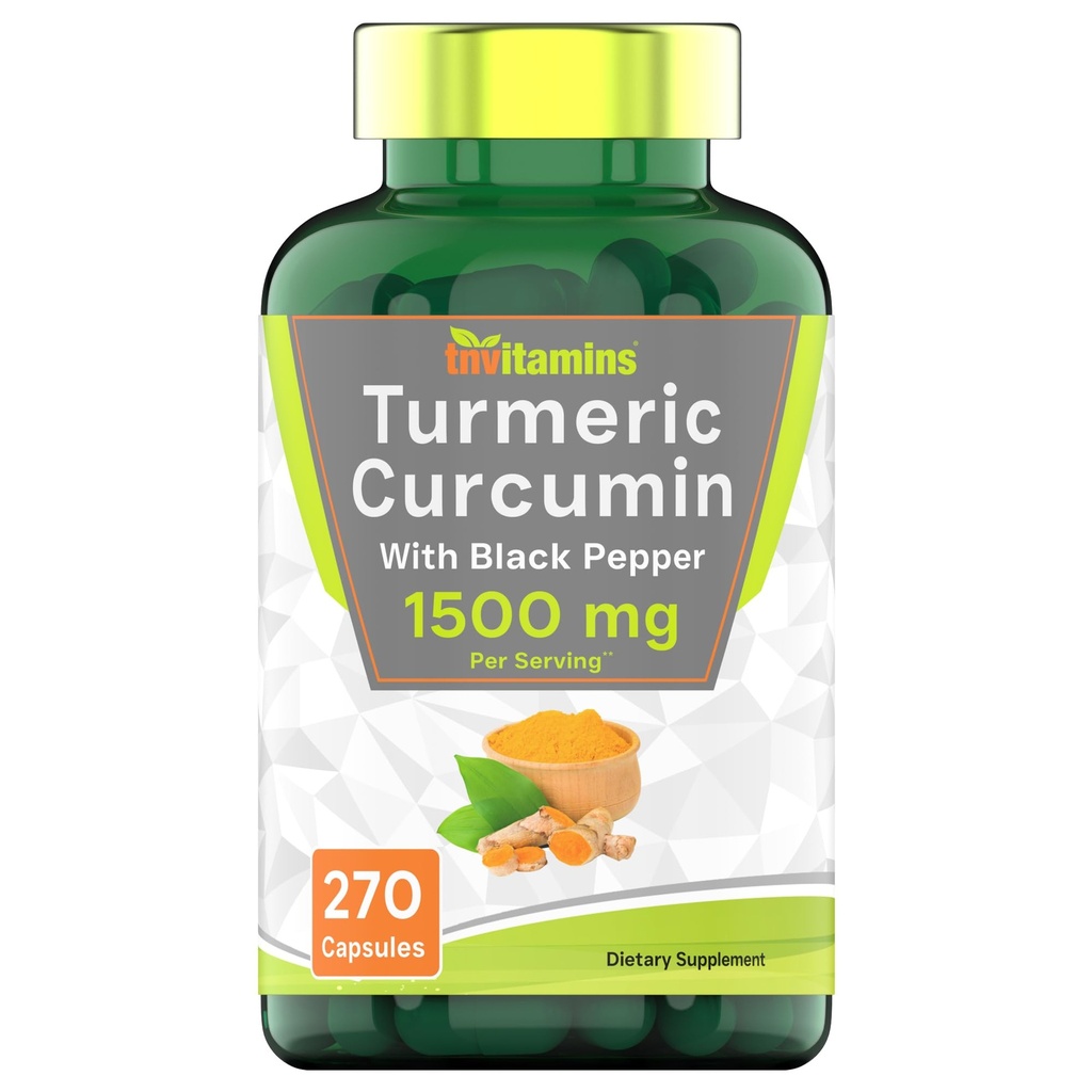 tnvitamins Curcumine curcumine gélules avec poivre noir de 1500 MG - 270 capsules en vrac - 3 mois d'approvisionnement!