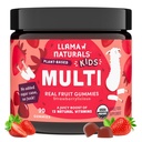 Lama Naturals Enfants Multivitamine Gommies, Vegan, Organique avec Vitamine D, C & K, Vitamines Gommy de fruits, Supplément à croquer, Multivitamine d'aliments entiers, Pas d'ajout de canne à sucre, Fraise, 90 Ct