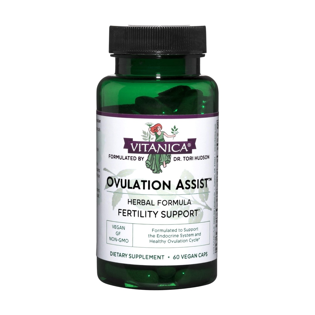 Vitanica Aide à l'ovulation - Santé ovarienne et soutien adrénal avec Rhodiola Rosea, Saint Basilic, Tribulus Terrestris & Chaste Tree - supplément alimentaire à base de plantes - Lady - 60 Caps végétaliens