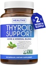 Support thyroïde avec l'iode - 120 capsules (non-OGM) Améliorez votre énergie - Ashwagandha Racine, zinc, sélénium, complexe vitamine B12 - supplément de santé thyroïde pour les femmes et pour les hommes - 60 jours d'approvisionnement