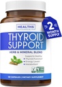 Support thyroïde avec l'iode - 120 capsules (non-OGM) Améliorez votre énergie - Ashwagandha Racine, zinc, sélénium, complexe vitamine B12 - supplément de santé thyroïde pour les femmes et pour les hommes - 60 jours d'approvisionnement