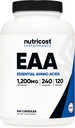 Nutricost EAA Capsules 1200mg, 240 Capsules - Acides aminés essentiels, 120 portions - Non-OGM, sans gluten et végétalien