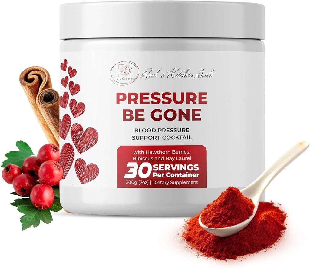 La pression de l'évier de cuisine de Red's se dissipe – Poudre quotidienne superalimentée avec Hibiscus, Hawthorn Berry, Bay Laurel, Ginger & More – 200g, 30 jours d'approvisionnement