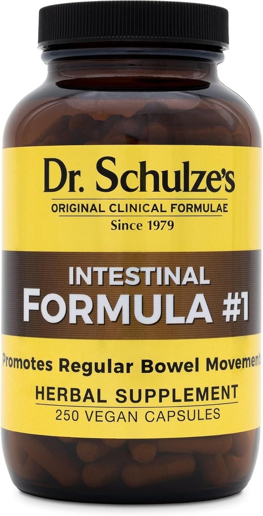 Formule intestinale no 1 du Dr Schulze - Supplément du mouvement Bowel pour le soutien à la santé des colonies - Aide à l'éblouissement et à la constipation - Nettoyage intestinal - Tout naturel - Végétalien - 250 Nombre