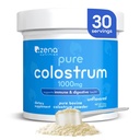 Zena Nutrition Bovine Colostrum Supplément en poudre, 1000mg Pure Colostrum, soutient la santé immunitaire et digestive, favorise la santé de Gut, kéto, sans gluten, sans gras, herbe, non aromatisé, 30 portions