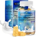 Gommies de magnésium sans sucre Plus Probiotiques et fibre, Glycinat de magnésium 400 mg de L-Thréonate de L-Thréonate de Taurate, Gommies de magnésium apaisantes et calmantes w. Vitamine D3 K2 B6 pour le sommeil* Santé du cerveau, digestion, santé des gommies