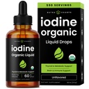 Organic Iodine Liquid Drops - 250 mcg Iodine Supplement for Women & Men - Potassium Iodide Solution 250 mcg - 590 Servings - Thyroid, Hormone & Metabolic Support - Non-GMO, Vegan