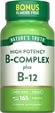 La vérité de la nature Complexe Vitamine B : 165 Comprimés Plus B12.