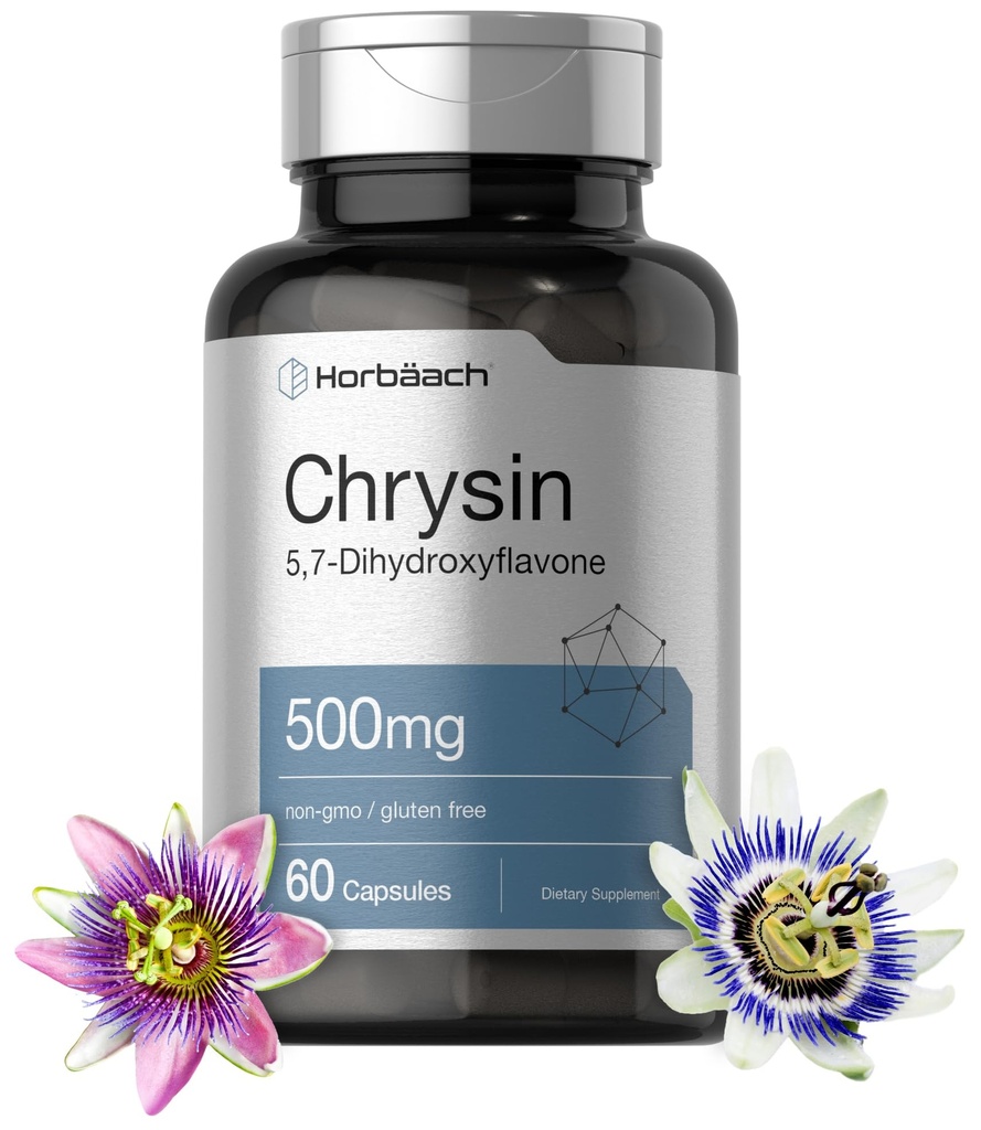 Supplément Horbäach Chrysin : 500 mg 60 capsules Extrait de fleurs de passion : non-OGM, supplément sans gluten