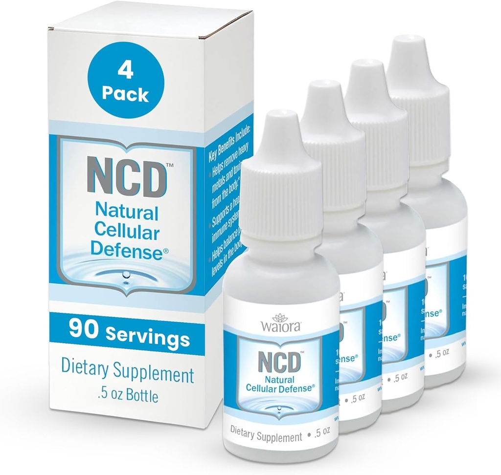 Waiora Natural Cellular Defense (NCD) gouttes de zéolite liquide, Clinoptilolite pour les hommes et les femmes - Supplément pour l'Immune, le soutien sain de la gueule, nettoyer, équilibre du pH (0,5oz bouteille, 4 Ct – 360 serv)