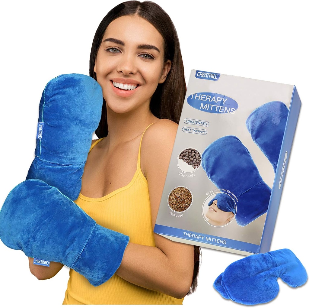 CREATRILL Microwavable Therapy Mittens Gants naturels sans parfum Soin thermique pour Raynauds Arthrite Doigts Douleur soulagement