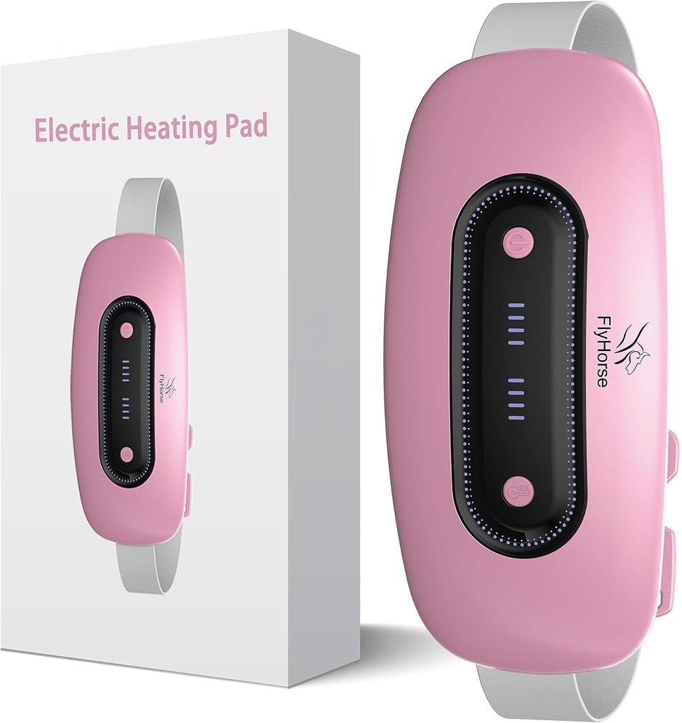 Plaque de chauffage électrique, plaque de chauffage menstruelle sans fil portable avec 4 niveaux de chaleur et 4 modes de massage, rapide grand chauffage ceinture Belly Wrap pour les crampes, Back Pain Relief Cadeaux pour les femmes filles