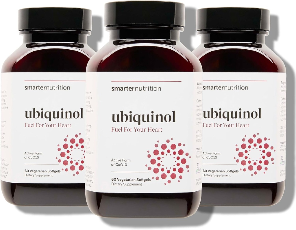 SMARTERNUTRITION Ubiquinol 100mg + Omega complet naturel basé sur des plantes 3 6 9 - Huile d'Ahiflower® étudiée cliniquement - CoQ10 d'ultra absorption pour le soutien cardiaque - Non-OGM - 180 Softgels[90 jours]