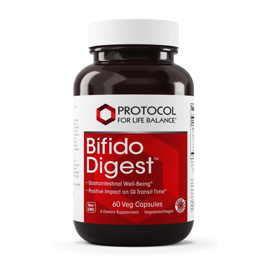 PROTOCOLE POUR LA BALANCE VIE Bifido Digest - 20 milliards d'UFC par portion - Soutien GI - Sans lait, sans oeufs et sans OGM - 60 capsules de légumes