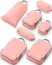 Large Compression Packing Cubes for Travel-Packing Cube Luggage Organizers 7 Piece Set for Checked Luggage-Ultralight, Expandable/Compression Bags by TRIPPED Travel Gear (Dusty Rose)