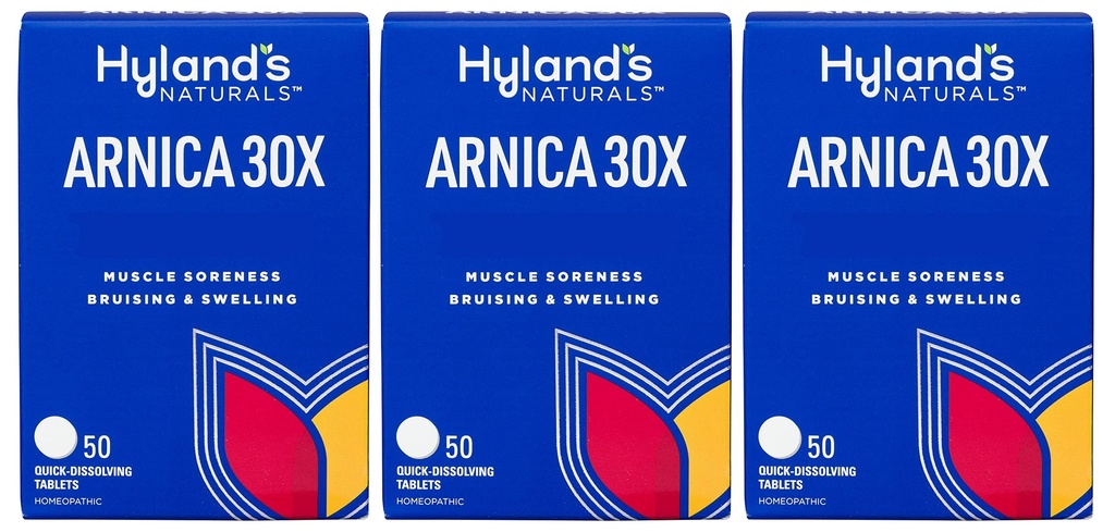 Hyland's Arnica 30x50 Comprimés (3 Pack = 150 Comprimés), Bruis, gonflement, soulagement de la douleur musculaire