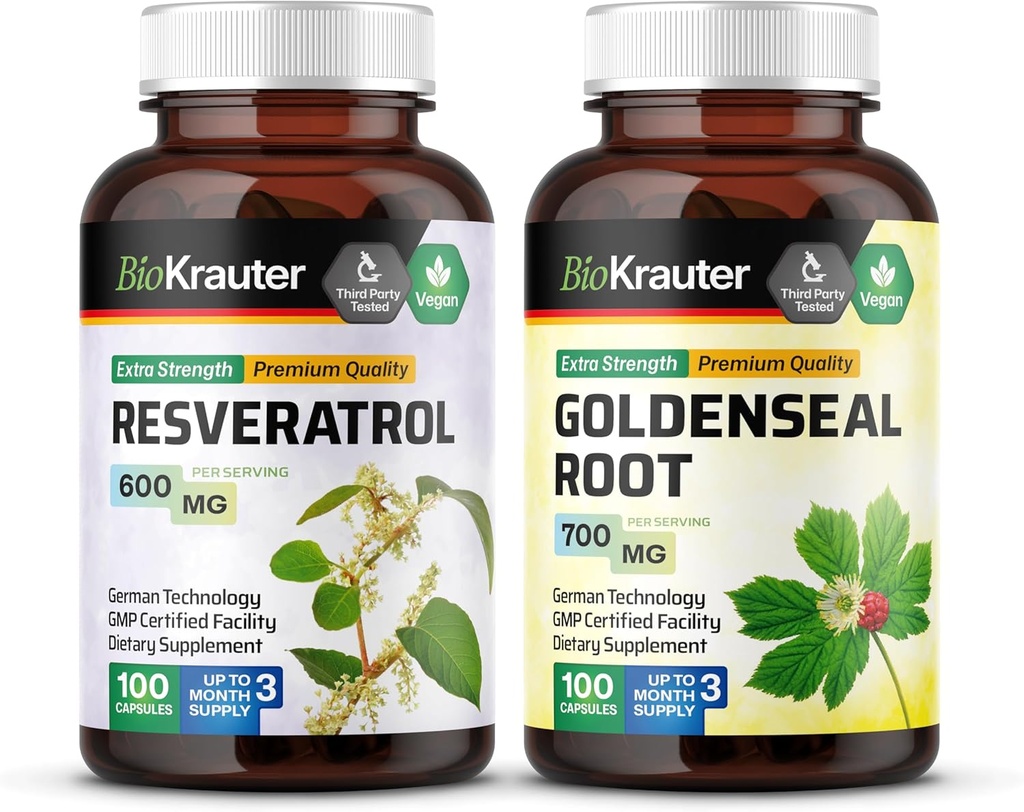 BIO KRAUTER Resvératrol 100 Capsules & Goldenseal 100 Capsules