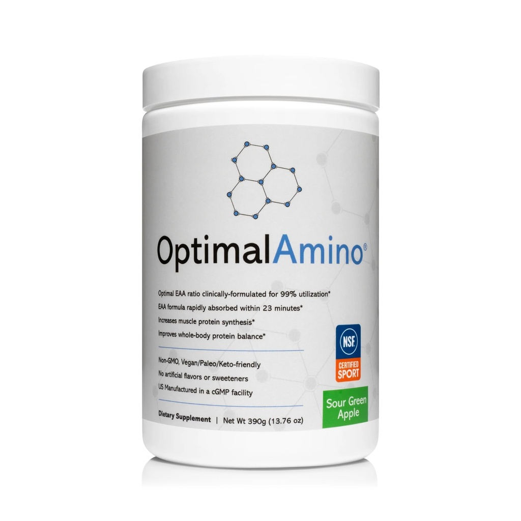 OptimalAmino Amino Poudre d'acide de 99 % Utilisation de l'acide de l'amino essentiel (EAA) Supplément de pré/post entraînement et récupération musculaire