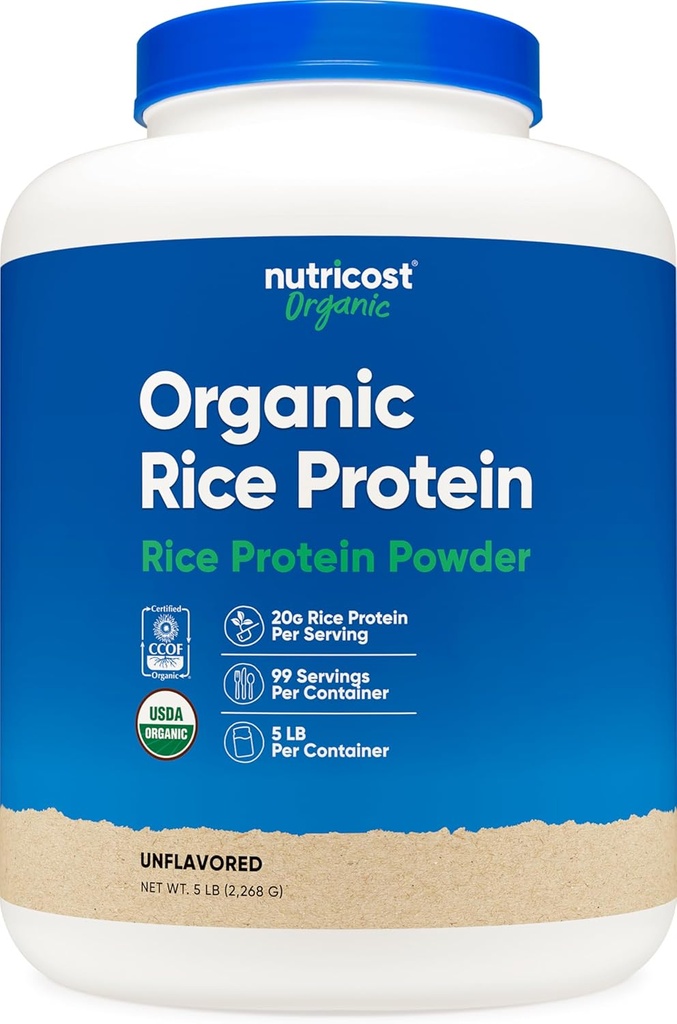 Nutricost Organic Rice Protein Powder (5 LB) - Gluten-Free, GMO-Free (from Brown Rice)