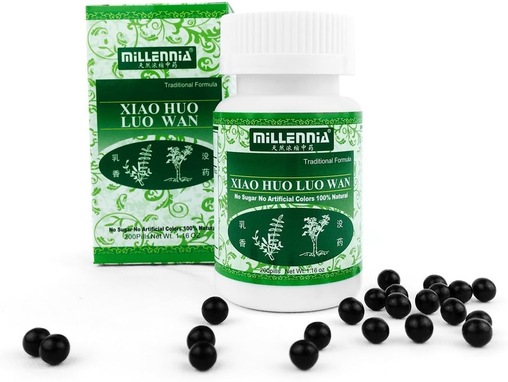 Millennia Herbal Supplement Pills - Xiao Huo Luo Dan - 12 Bottle Pack (200 Pills/Bottle)