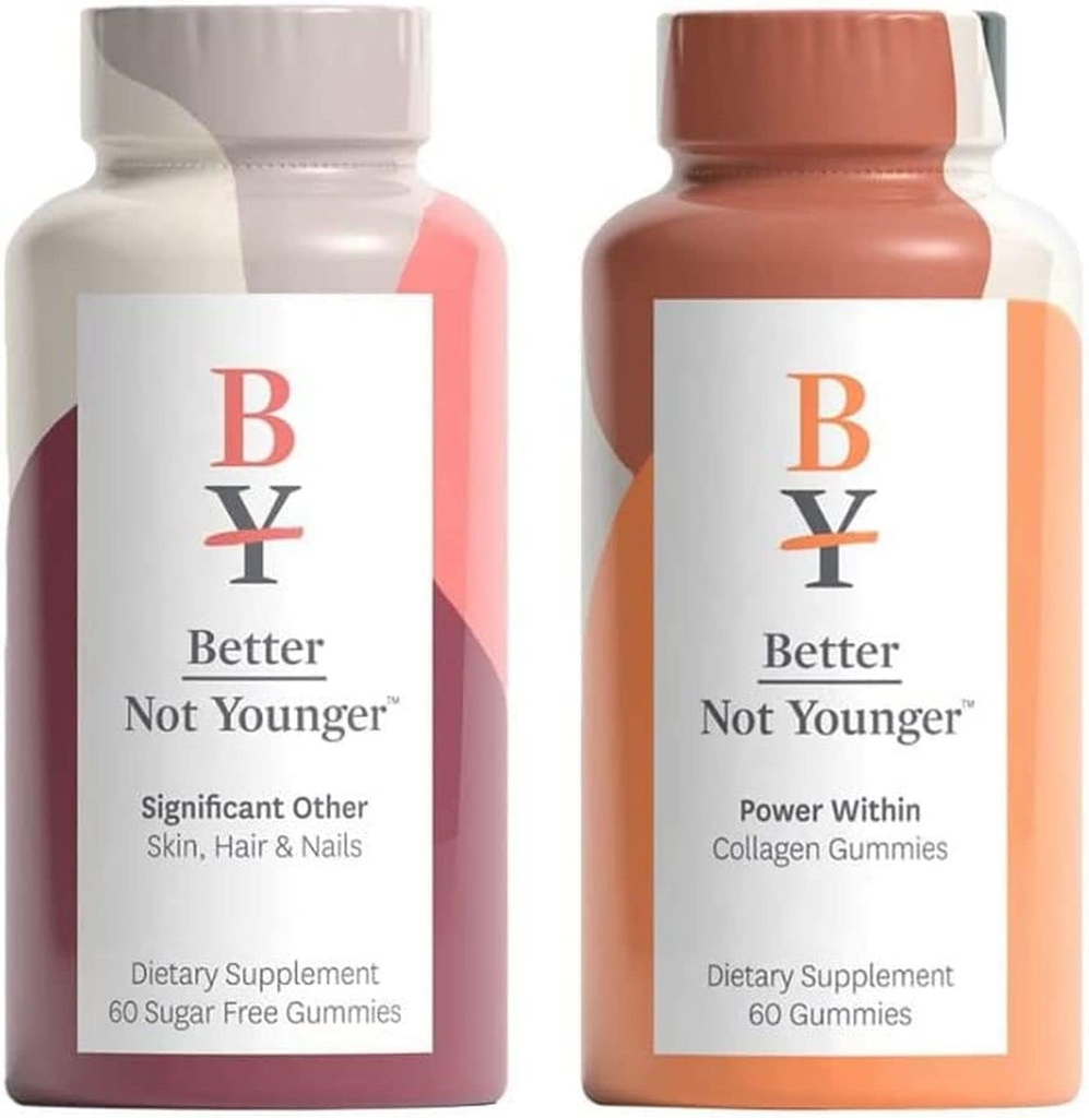 Better Not Younger Power Within Skin & Scalp Collagen Dietary Supplement and Significant Other Hair, Skin, & Nails Dietary Supplement Bundle, Gluten-Free Chewable Gummies