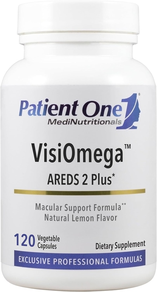 Patient 1 VisiOmega: aide à la santé des yeux* AREDS 2 Supplément vitamine, minéral et antioxydant Plus Omega 3 Huile de poisson et plus de 120 Capsules