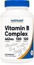 Nutricost High Potency Vitamine B Complex 462mg, 120 capsules - avec vitamine C - Complexe énergie