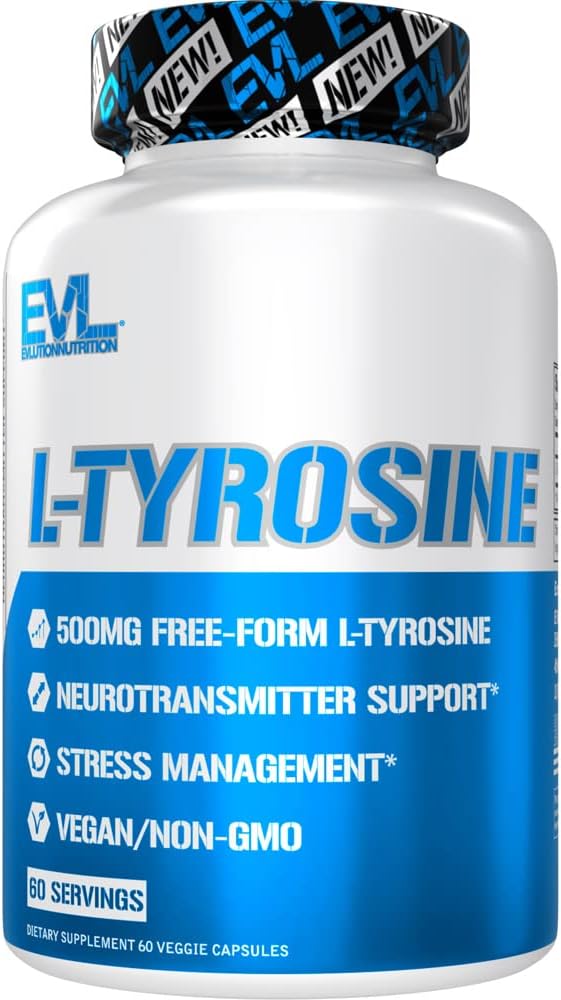 Forme libre d'Evlution L Tyrosine 500mg Capsules Nutrition L-Tyrosine Supplément Amino Acid for Energy Focus and Mood Support - Nootropic Cerveau Support Supplément pour la performance cognitive - 60 portions