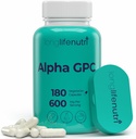 Alpha GPC Choline Supplément 600mg – 180 Capsules végétariennes, Nootropic haute pureté pour l'énergie quotidienne, 3 mois d'approvisionnement, Source d'acétylcholine pour la clarté cognitive et mentale, GMP certifié, Fabriqué aux États-Unis