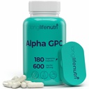 Alpha GPC Choline Supplément 600mg – 180 Capsules végétariennes, Nootropic haute pureté pour l'énergie quotidienne, 3 mois d'approvisionnement, Source d'acétylcholine pour la clarté cognitive et mentale, GMP certifié, Fabriqué aux États-Unis
